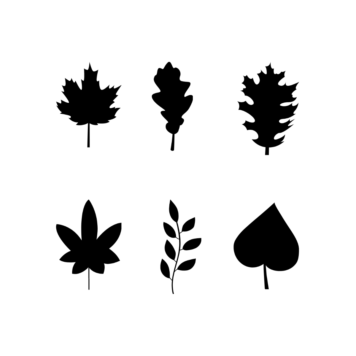 Black Autumn Leaf Vector Template