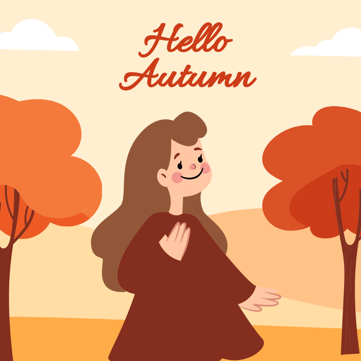 Hello Autumn Vector Template