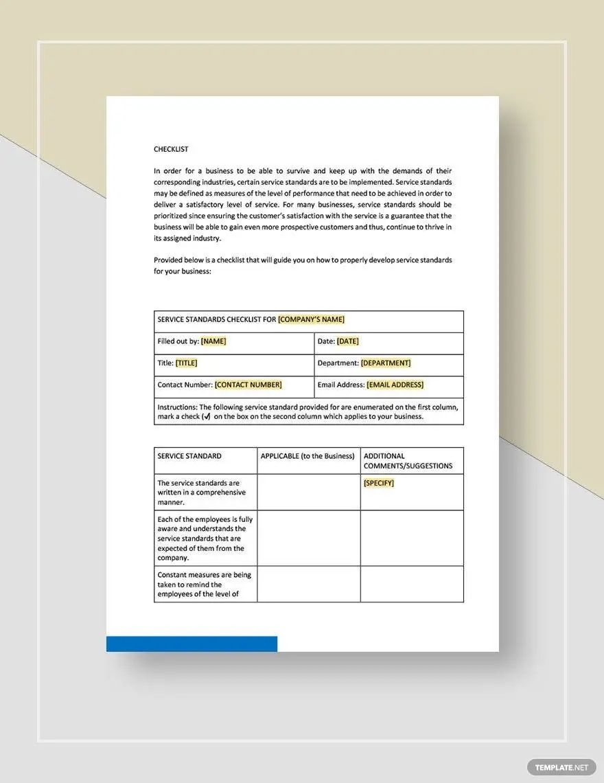 Checklist Developing Services Template
