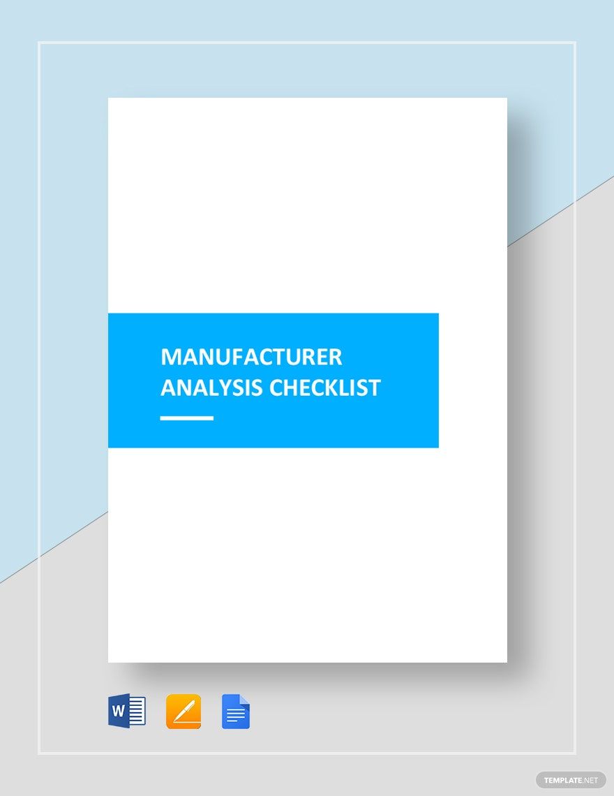 Checklist Manufacturer Analysis Template
