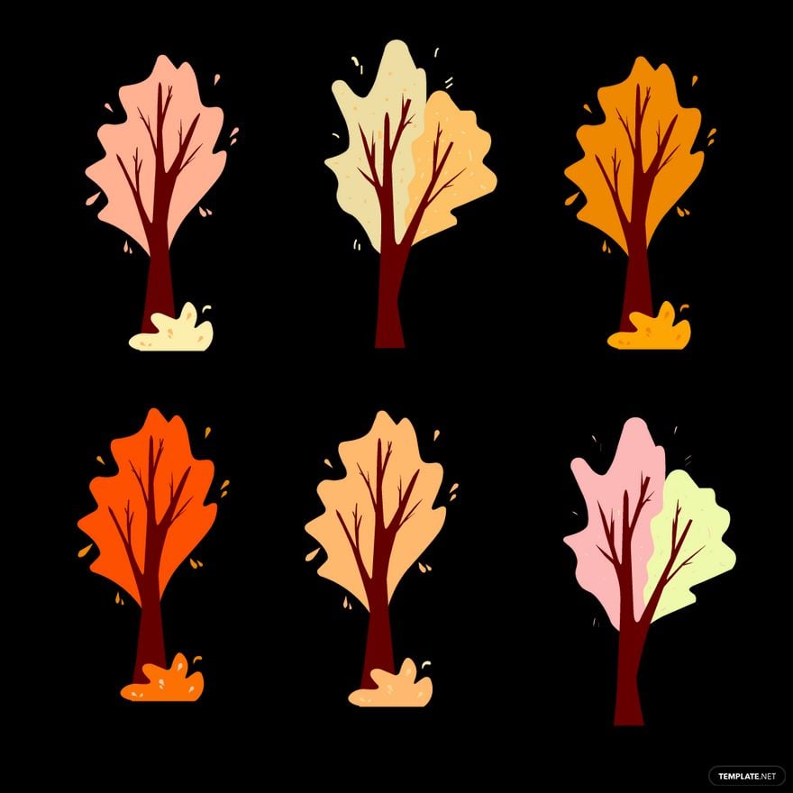 Free Autumn Tree Cartoon Vector
