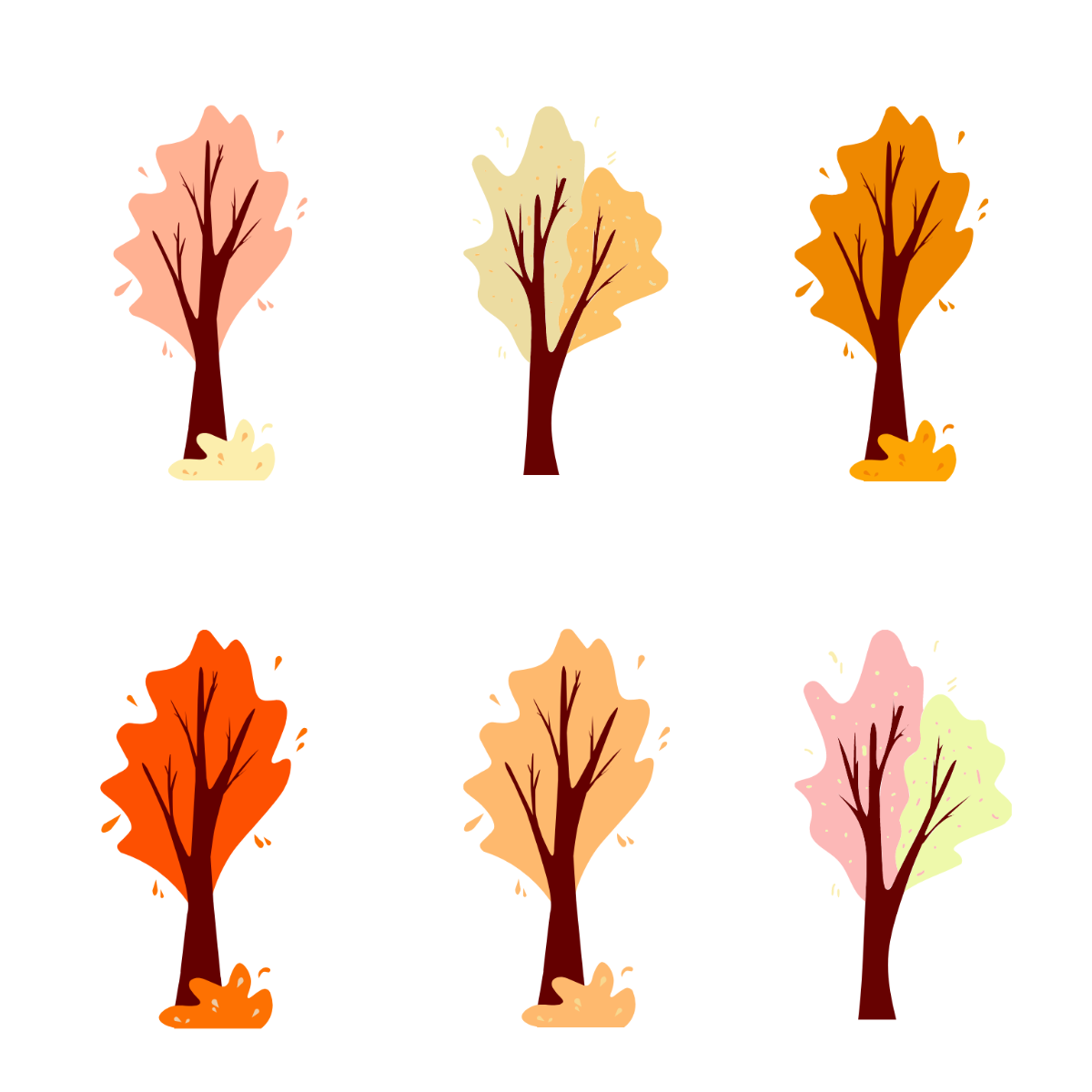 Autumn Tree Cartoon Vector Template