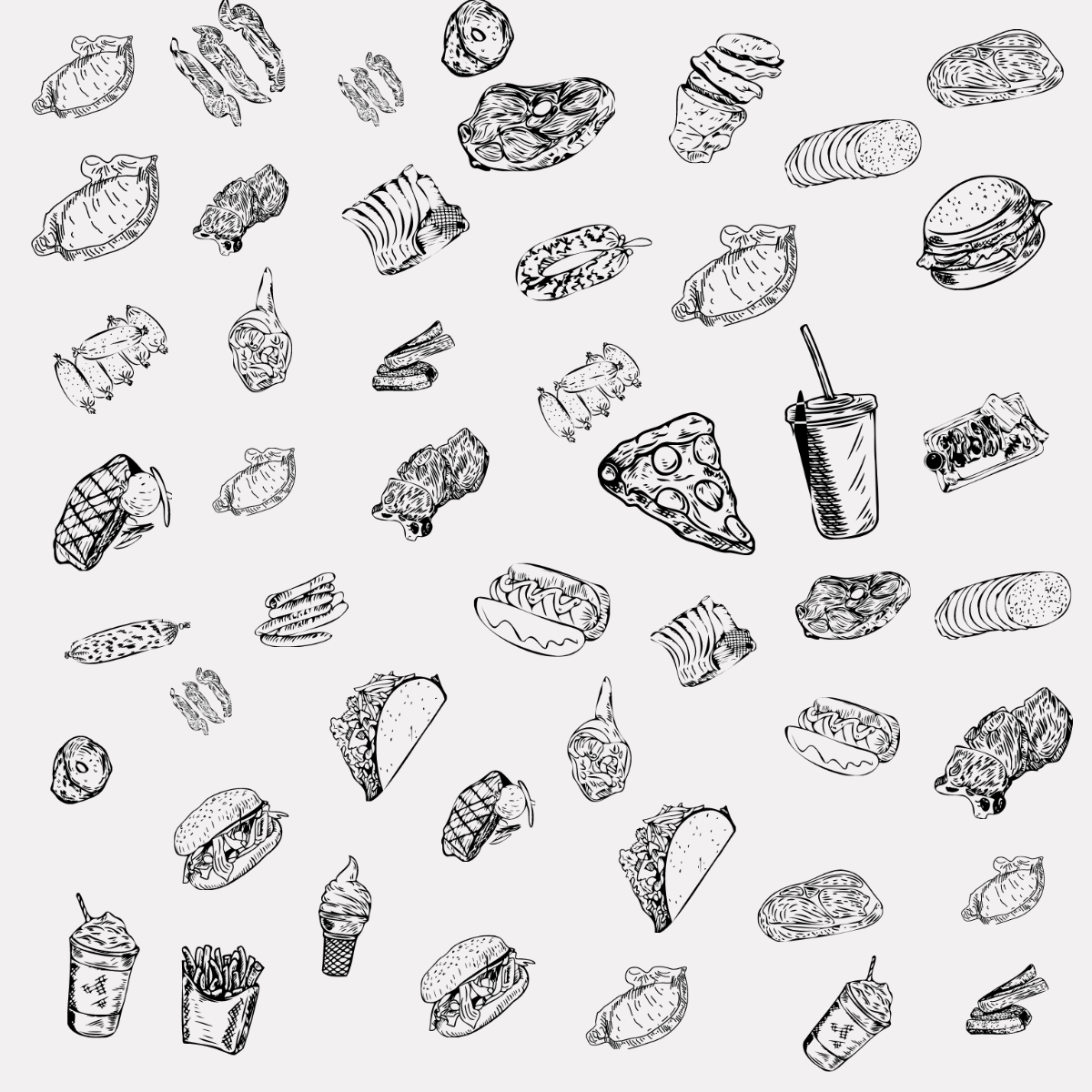 Doodle Food Vector Template