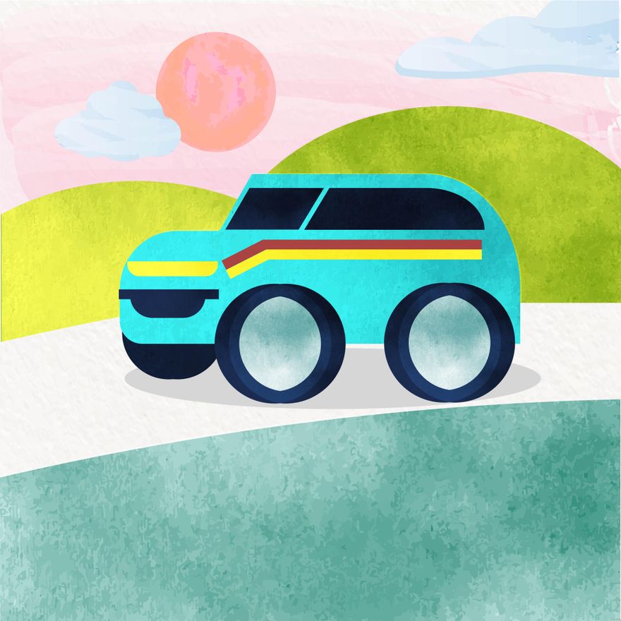 Free Watercolor Car Illustration