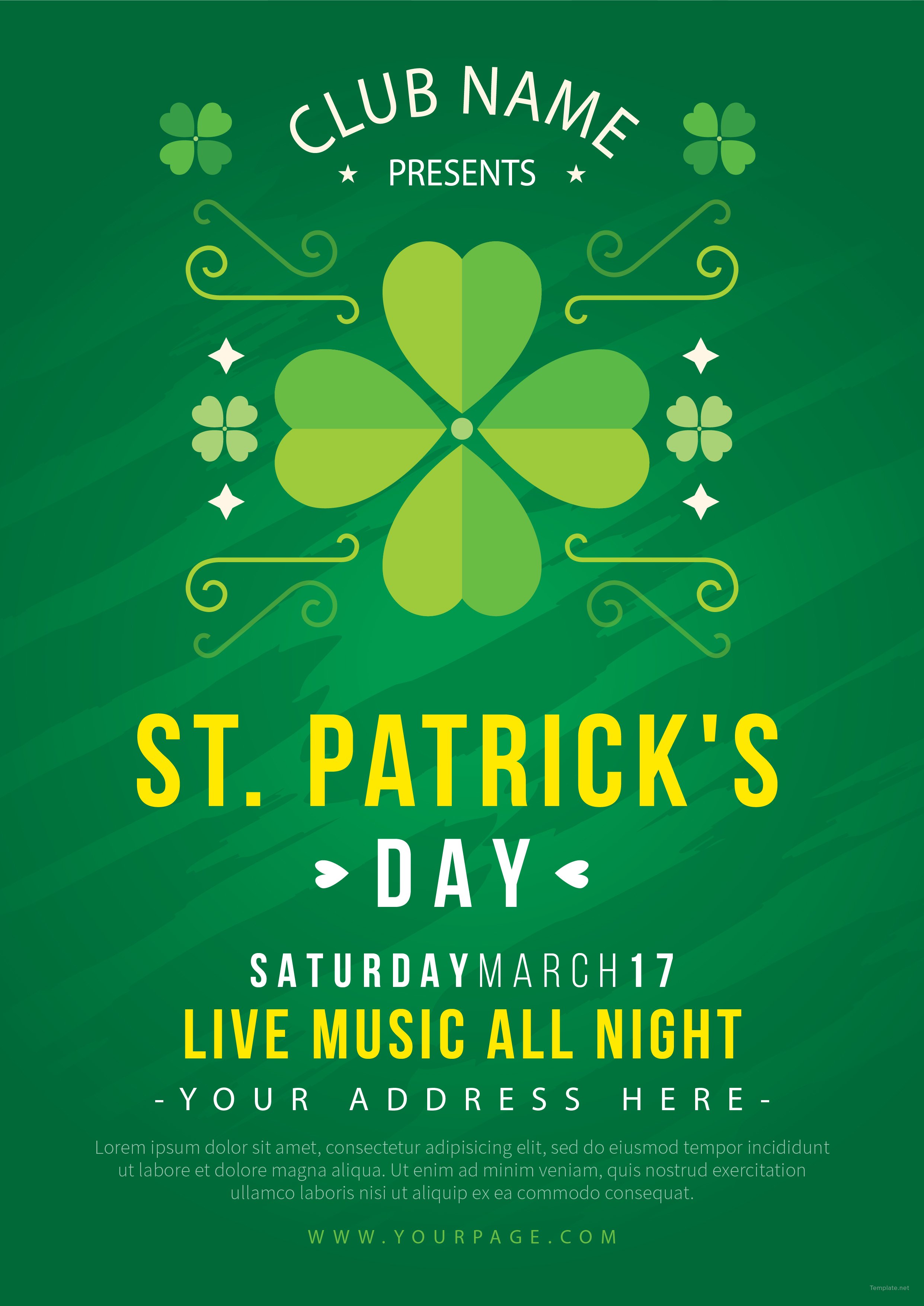 Free St Patrick's Day Celebration Flyer Template in Adobe Illustrator