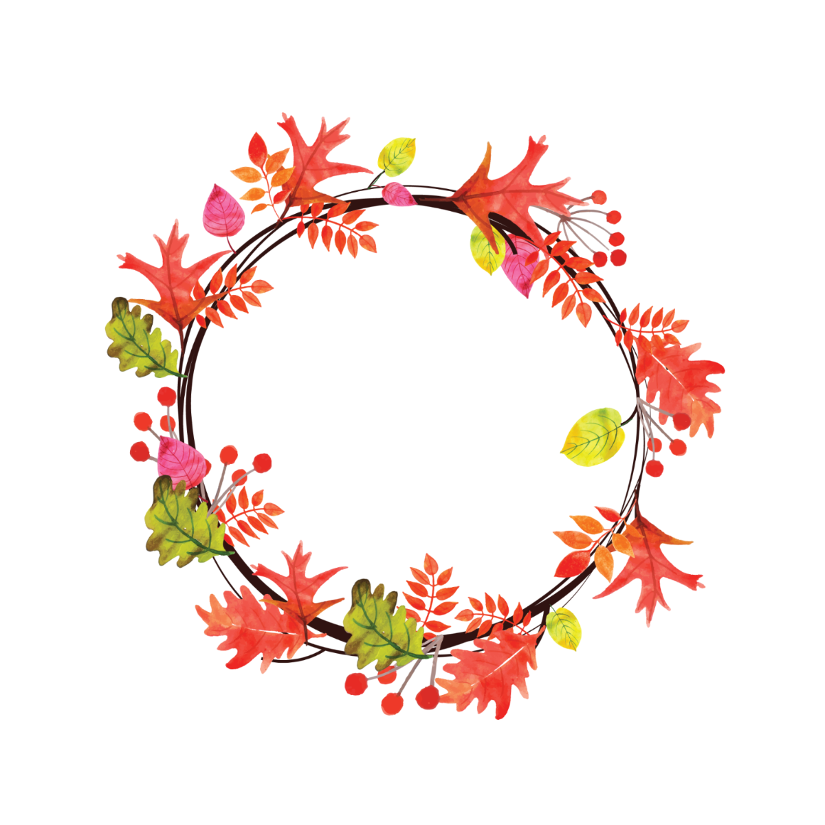 Watercolor Fall Wreath Vector Template