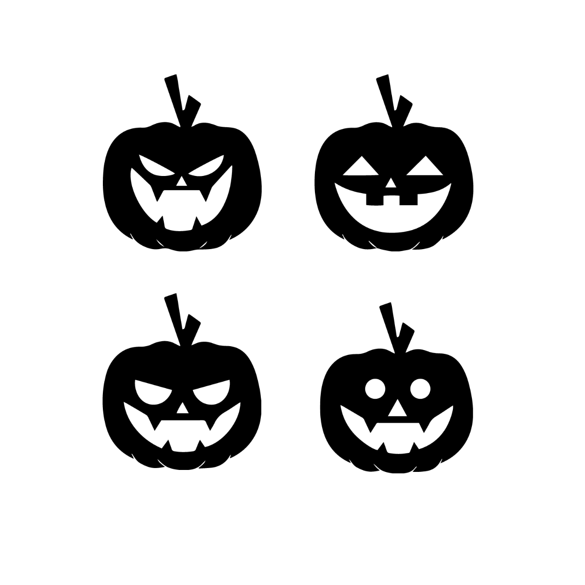 Halloween Pumpkin Vector Black And White Template