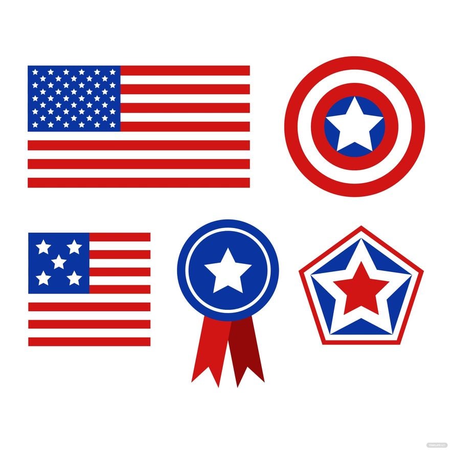 Free American Flag Set Vector in Illustrator, EPS, SVG, JPG, PNG