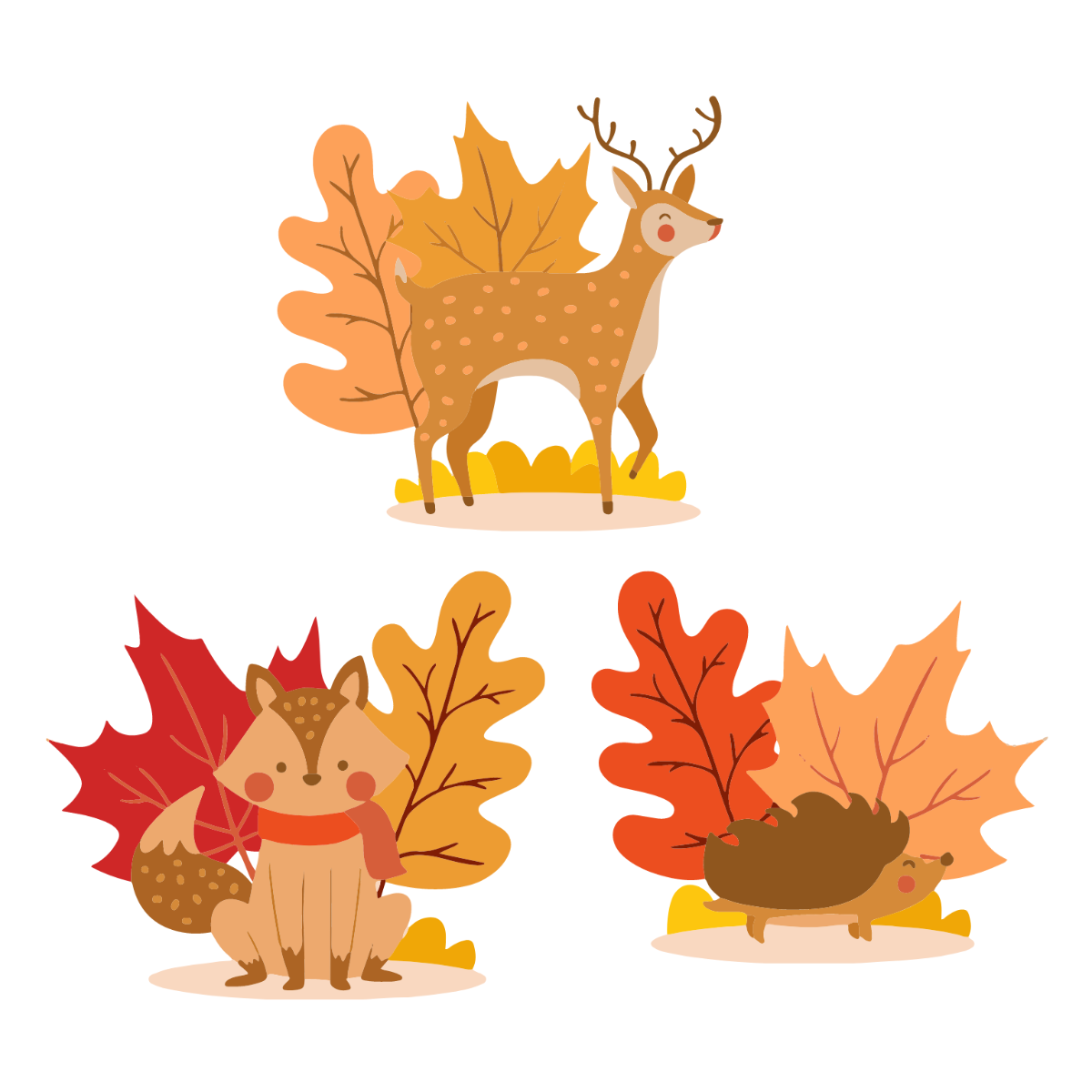 Autumn Animals Vector Template