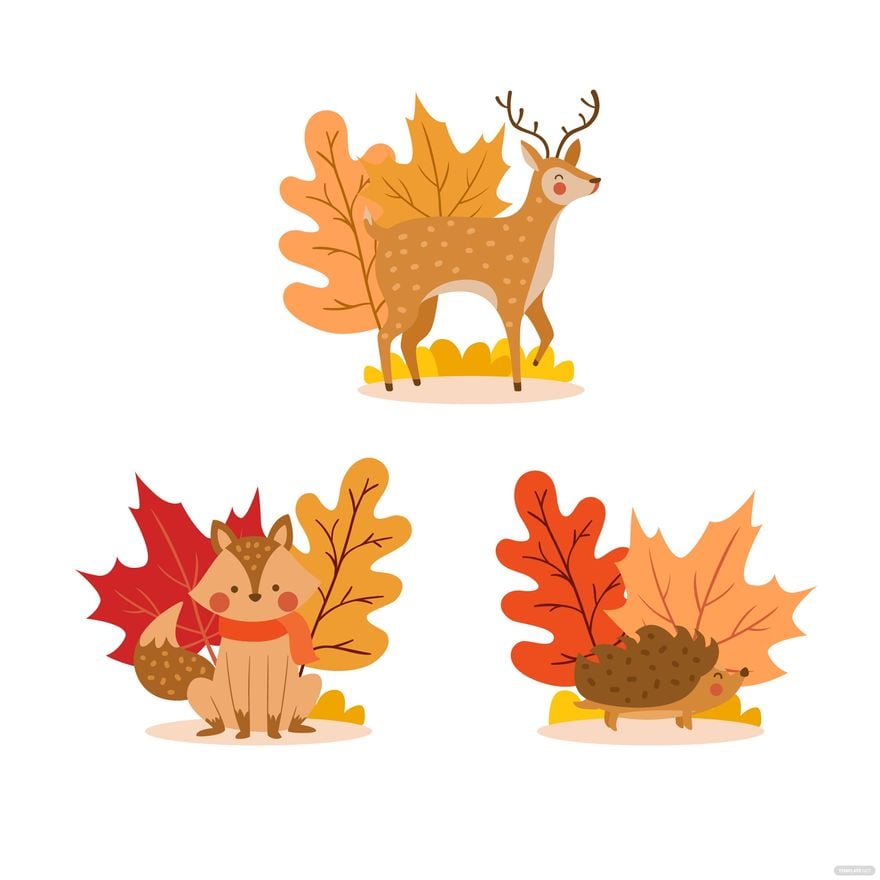 /Free Autumn Animals Vector