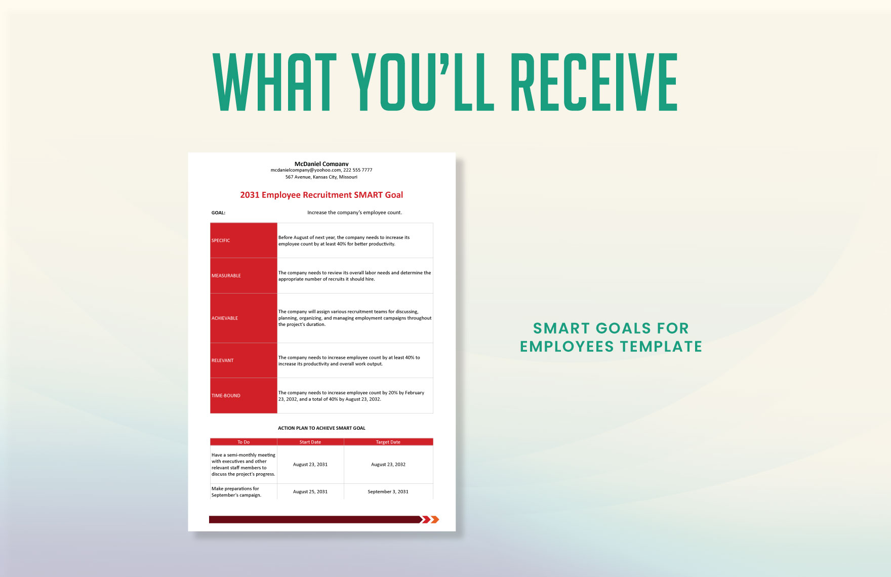 Smart Goals for Employees Template