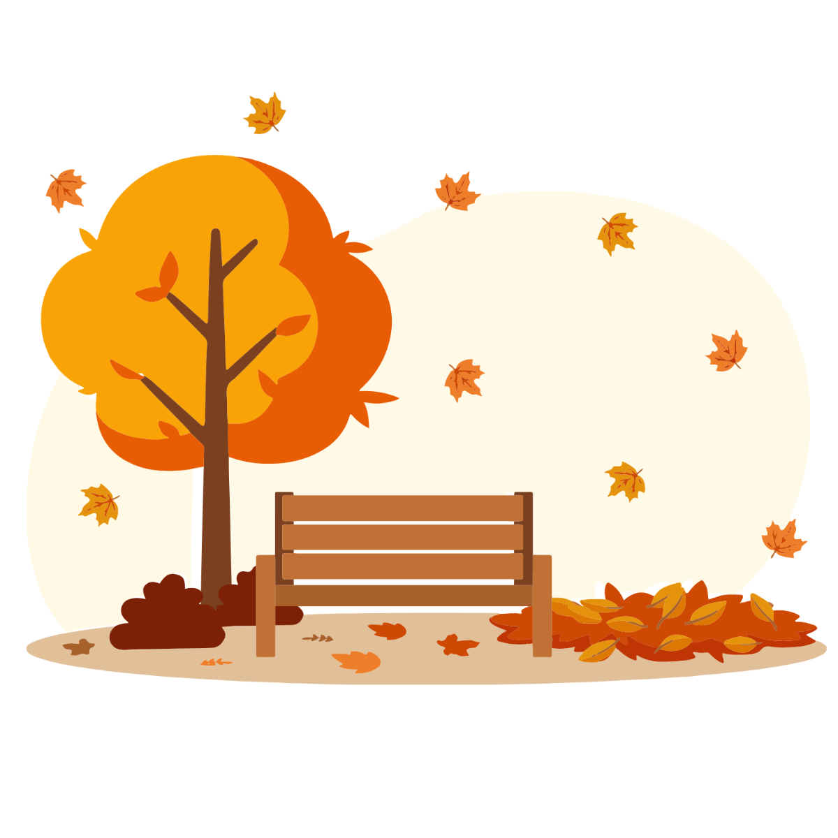 Scattered Leaves Autumn Vector Template