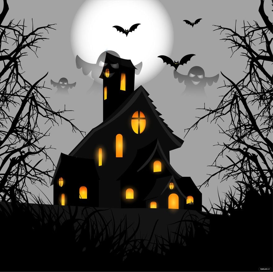 Haunted House Vector in Illustrator, EPS, SVG, JPG, PNG