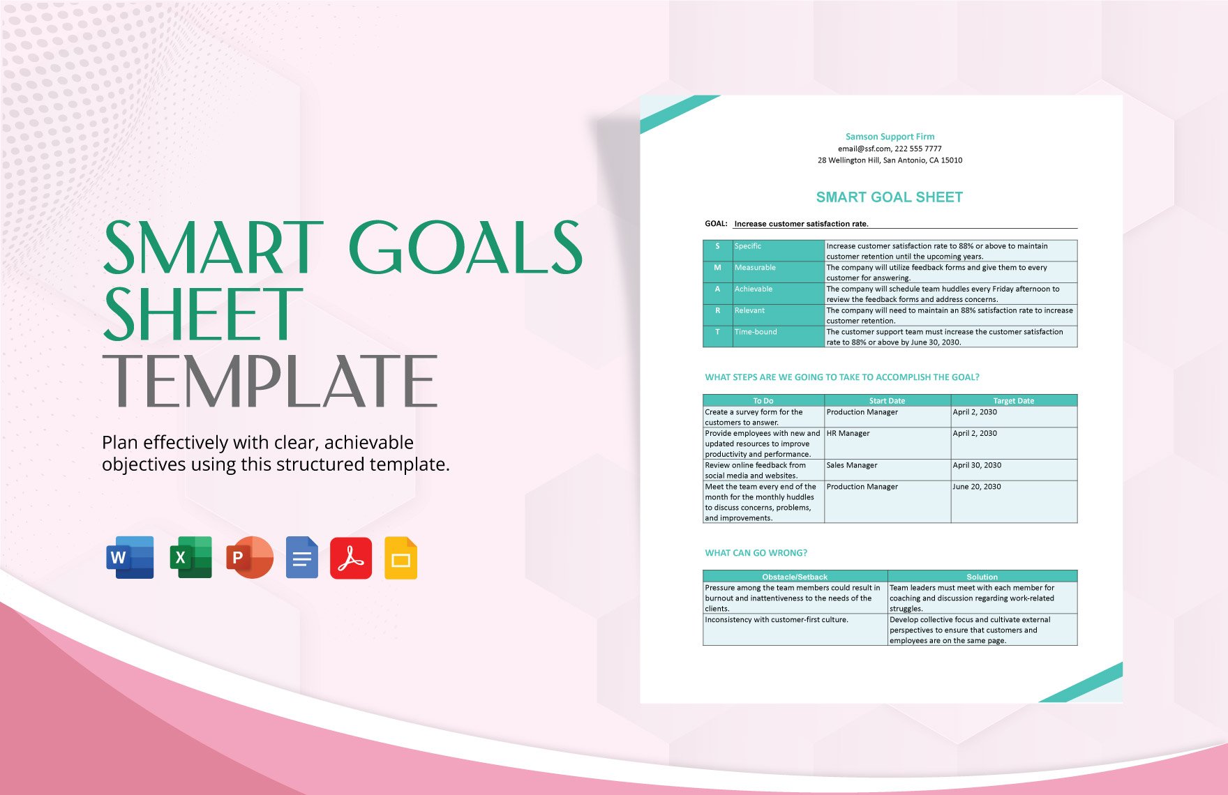 Smart Goals Sheet Template in Word, Google Docs, Excel, PDF, PowerPoint, Google Slides
