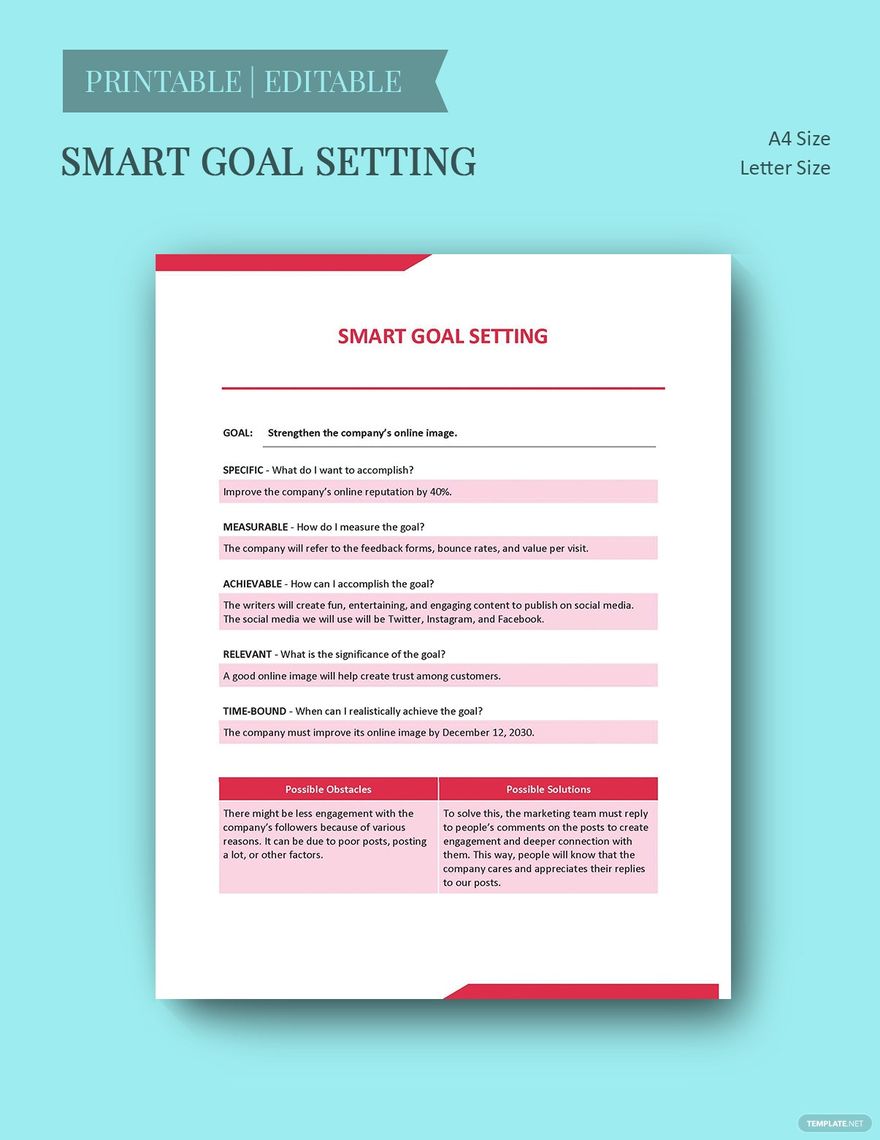 Smart Goals Setting Template