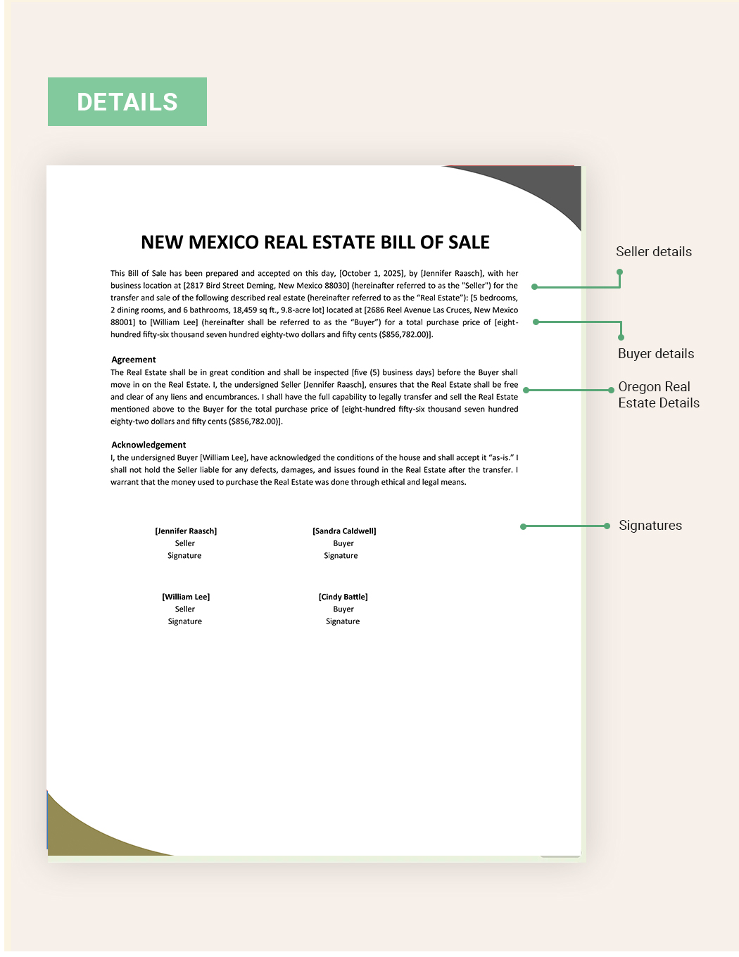 New Mexico Real Estate Bill Of Sale Template