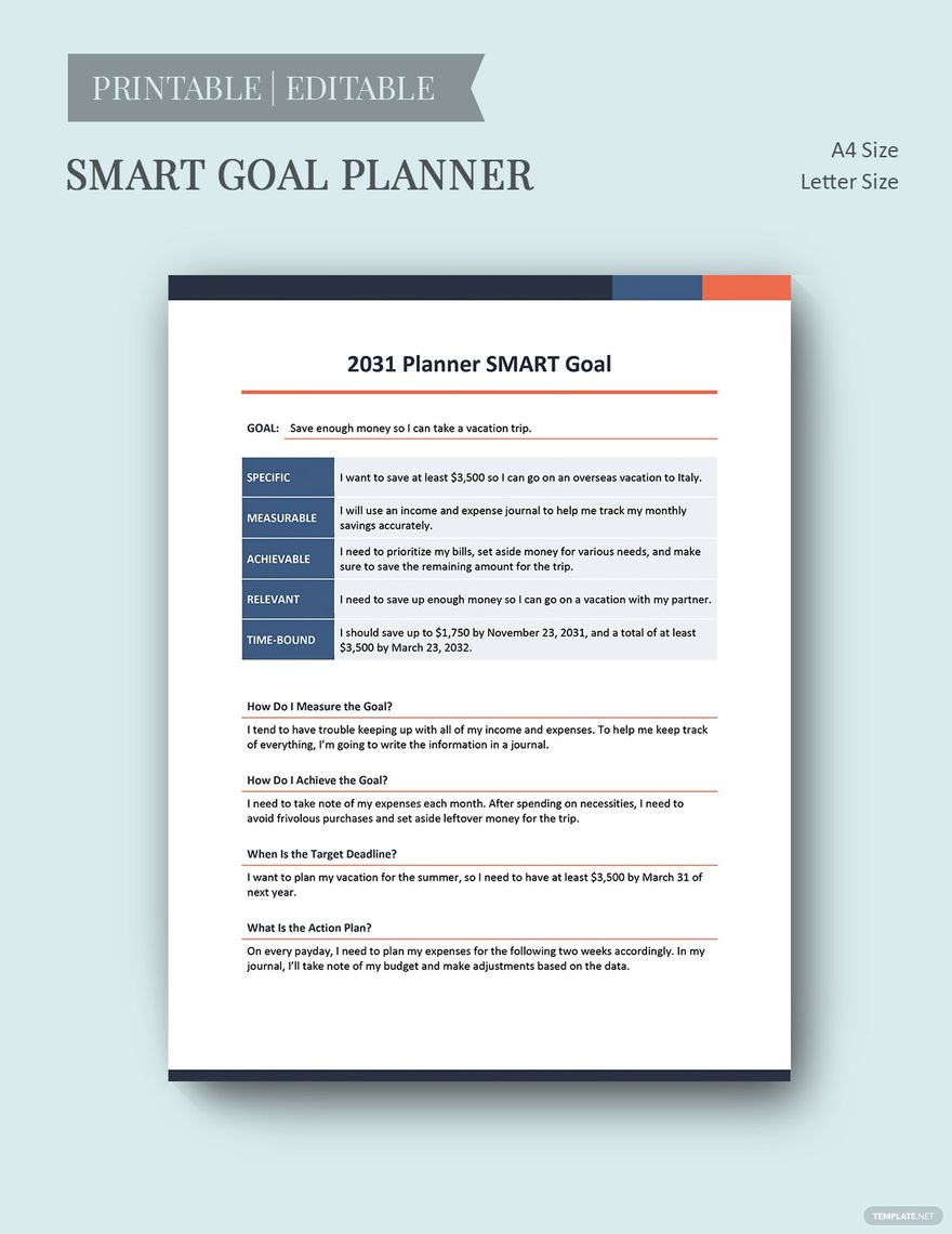 Smart Goal Planner Template