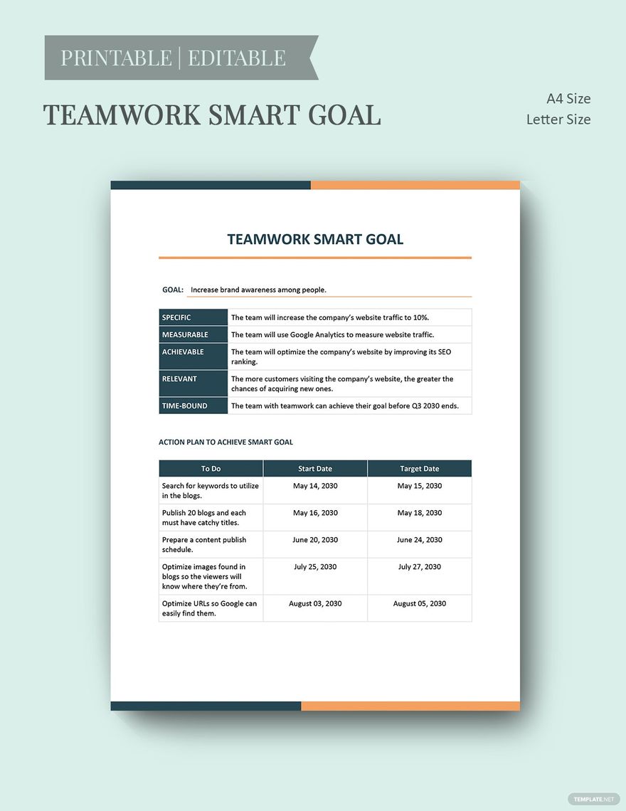 Teamwork Smart Goal Template