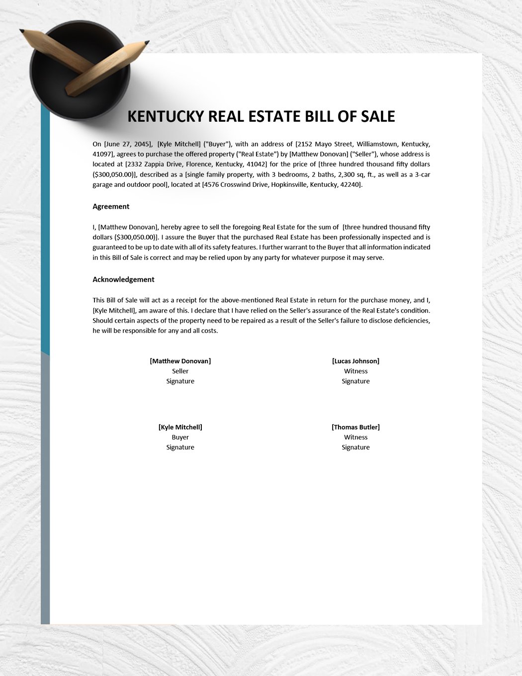 Kentucky Real Estate Bill of Sale Template
