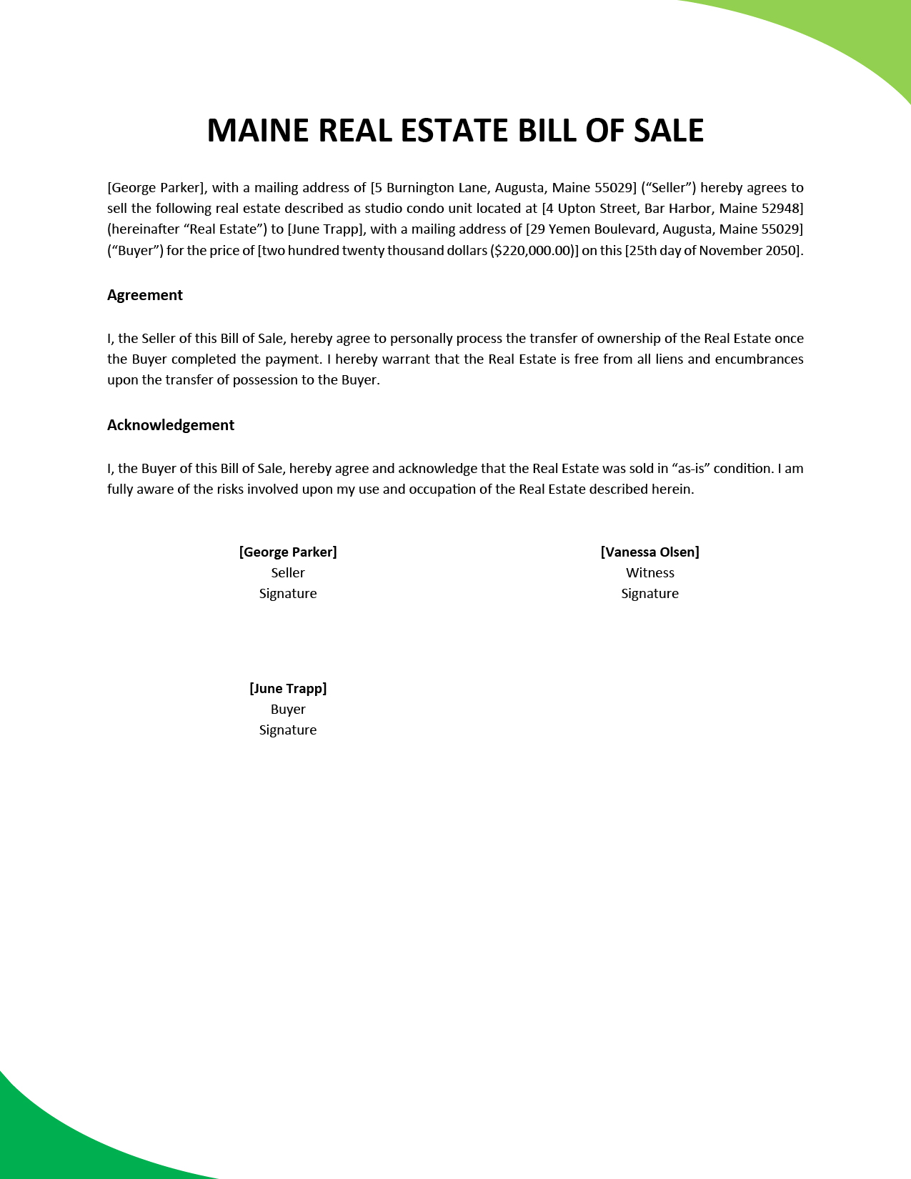 Maine Truck Bill of Sale Template Google Docs, Word, PDF
