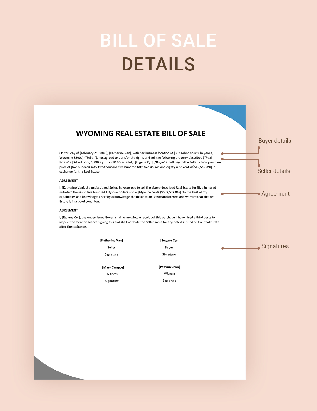 Wyoming Real Estate Bill of Sale Template