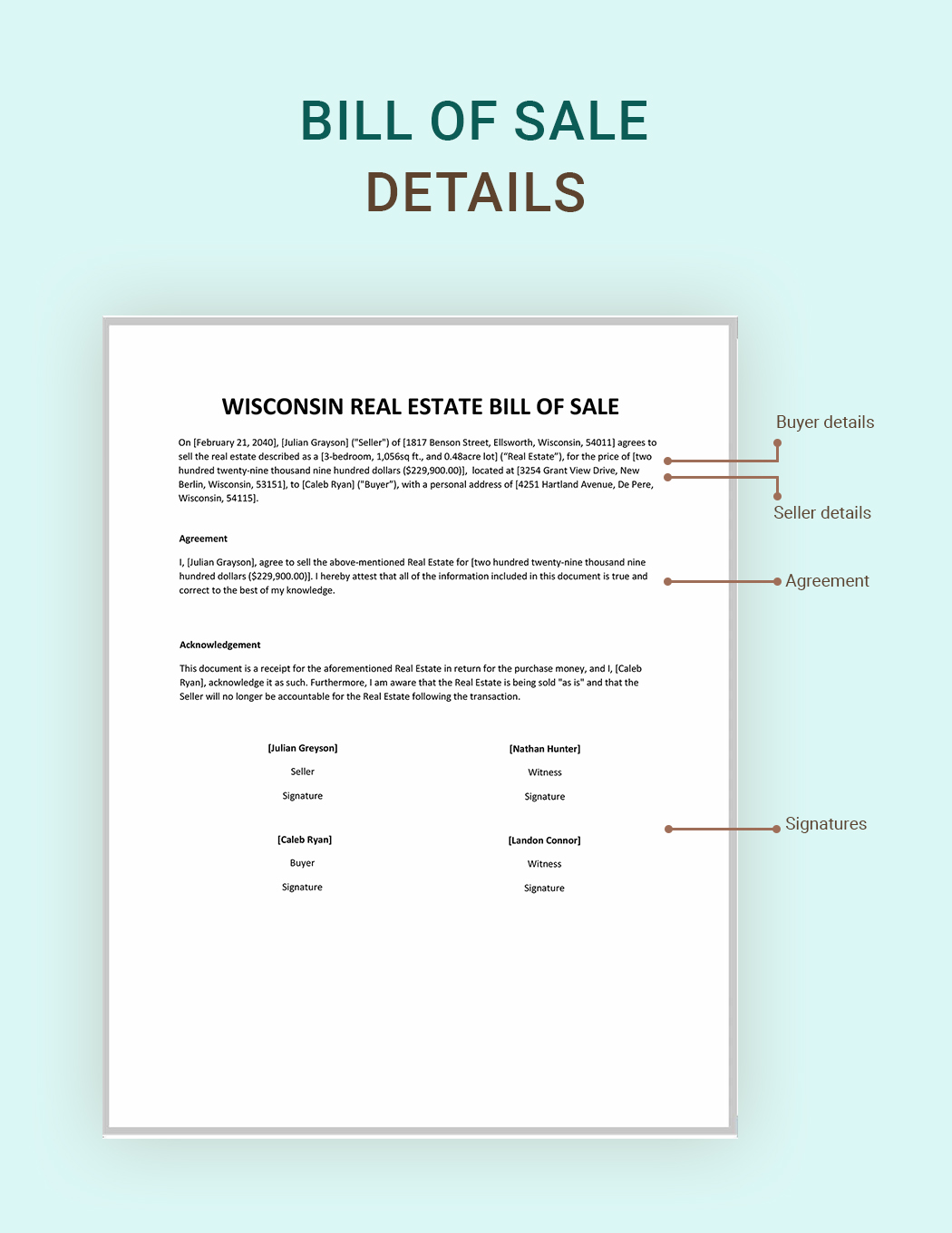 Wisconsin Real Estate Bill of Sale Template