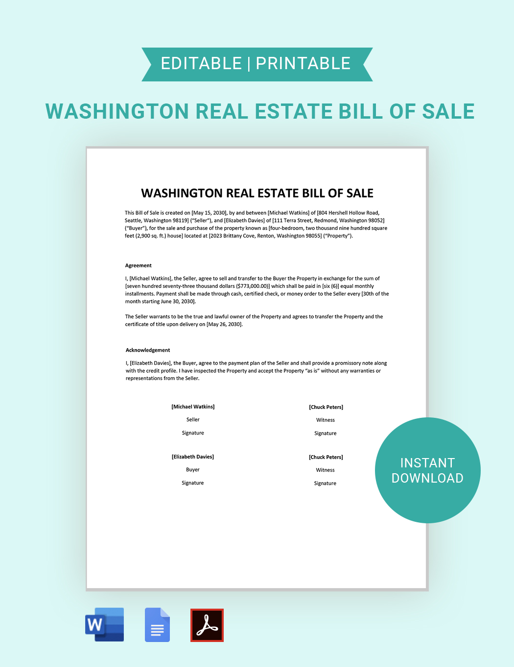 bill of sale washington