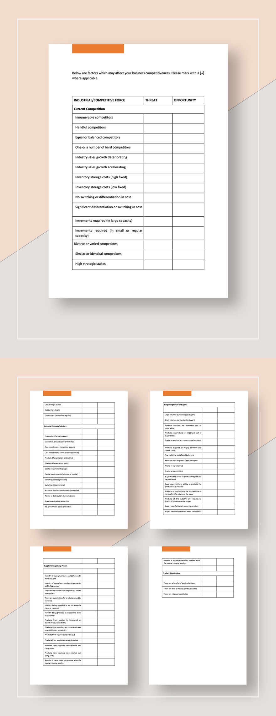 Worksheet Industry  Competitive Forces Analysis  Template