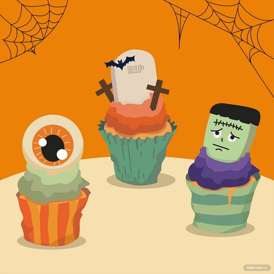 Free Halloween Cupcake Vector in Illustrator, EPS, SVG, JPG, PNG
