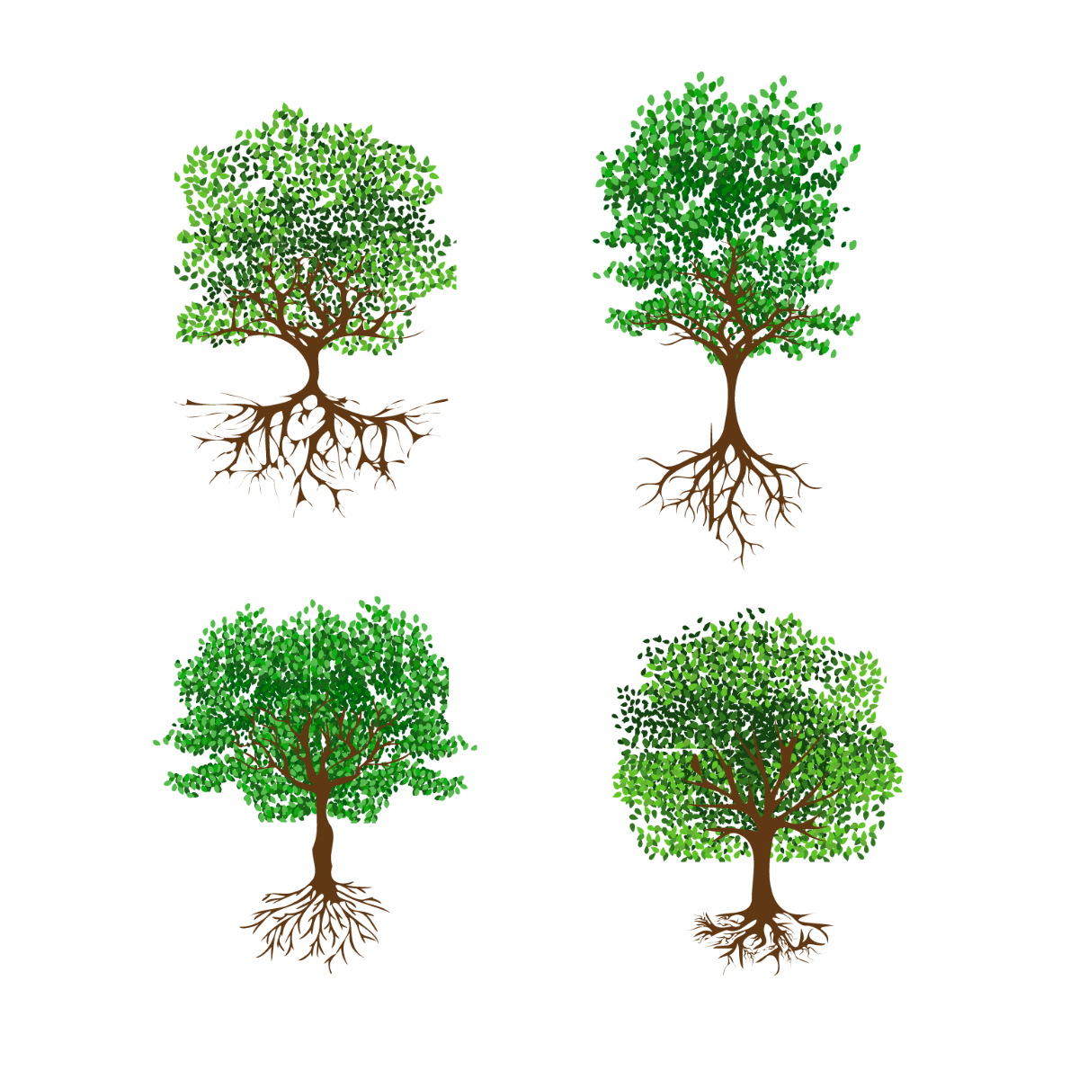 Tree with Roots Vector Template