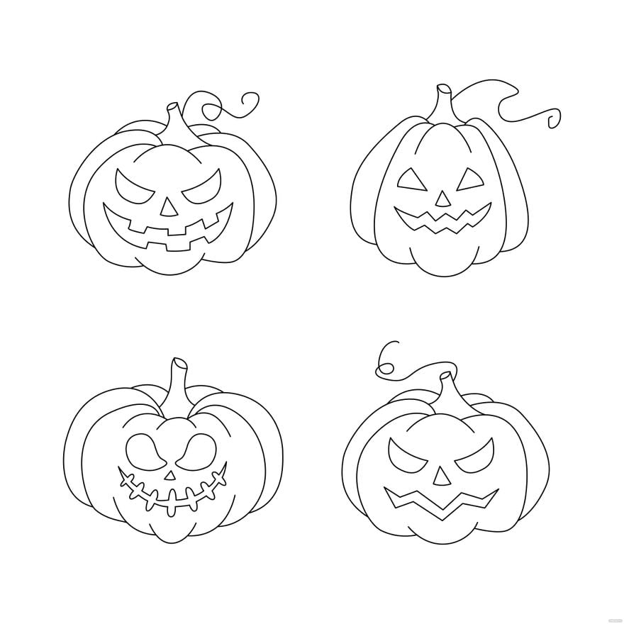 Pumpkin Outline Vector in Illustrator, EPS, SVG, JPG, PNG