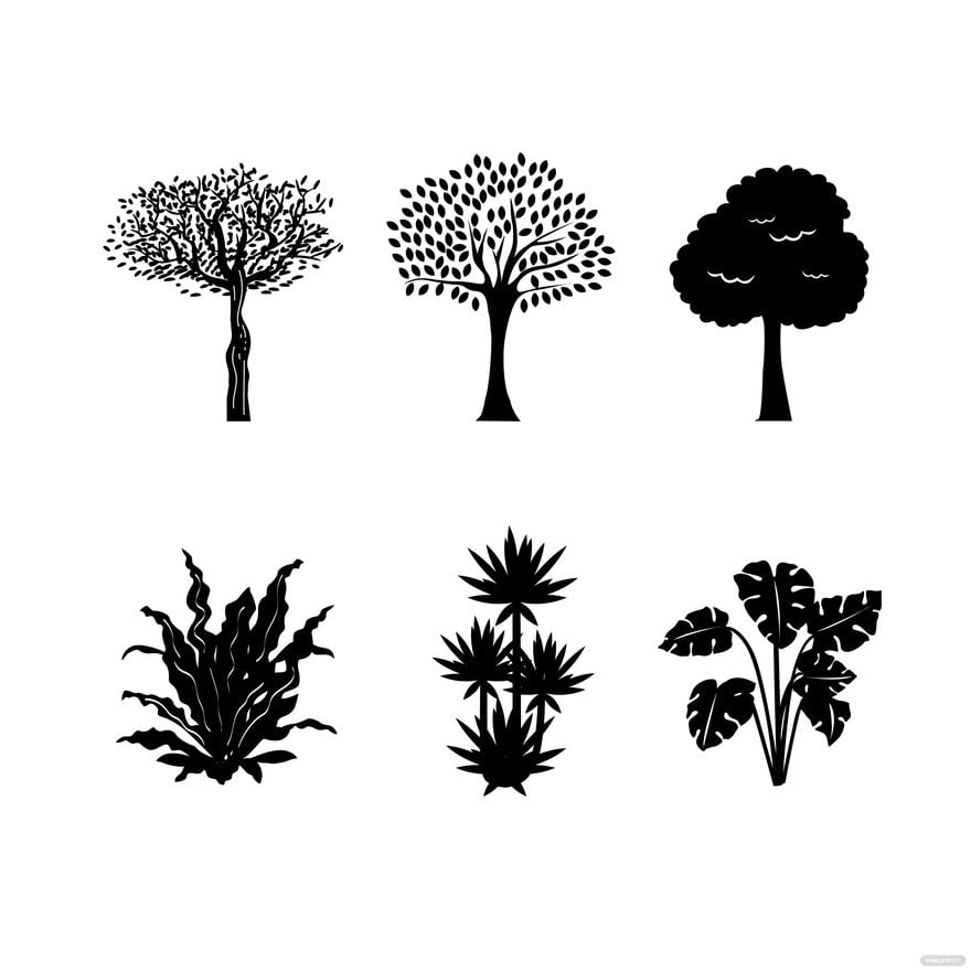 Free Black and White Tree/Plant Vector