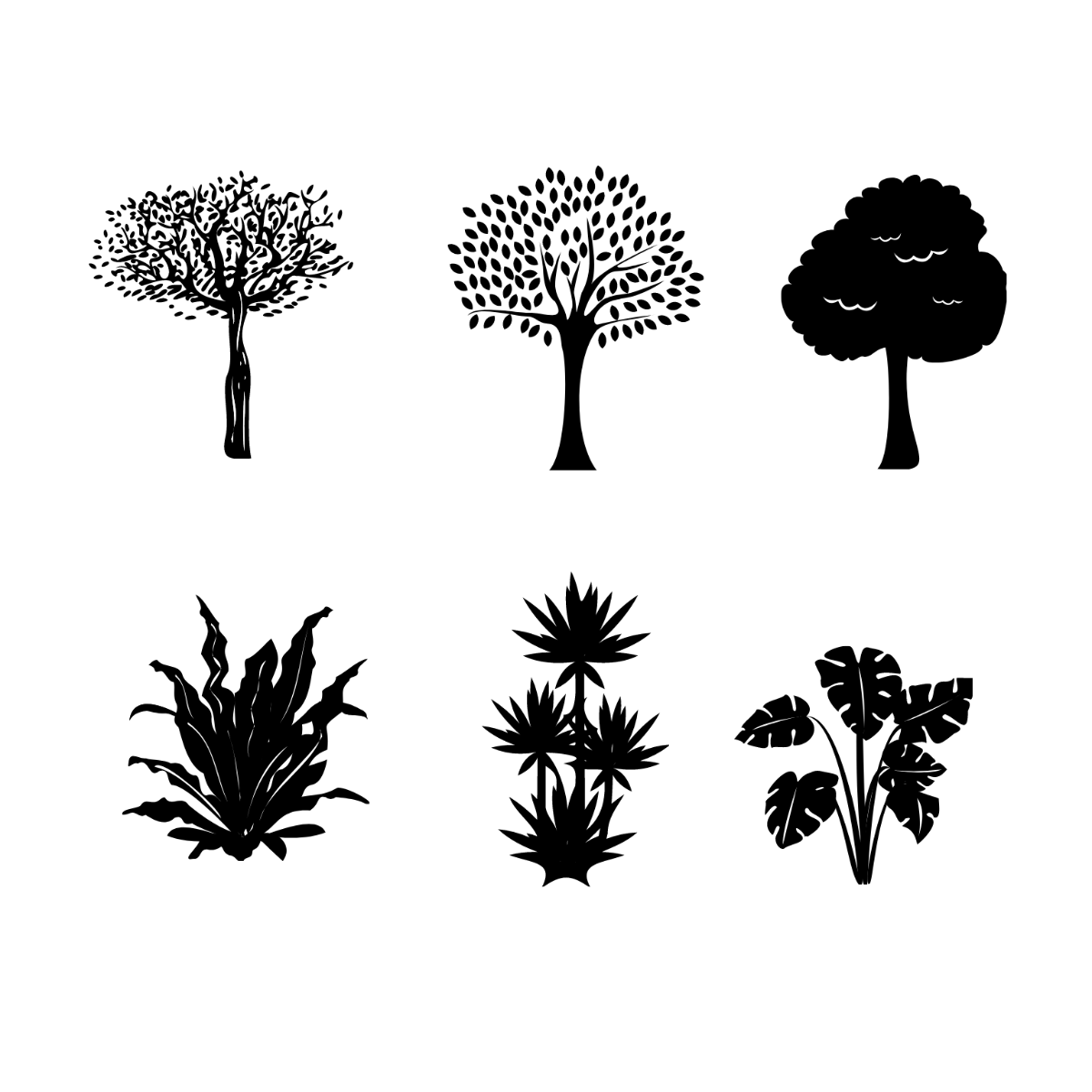 Black and White Tree/Plant Vector Template