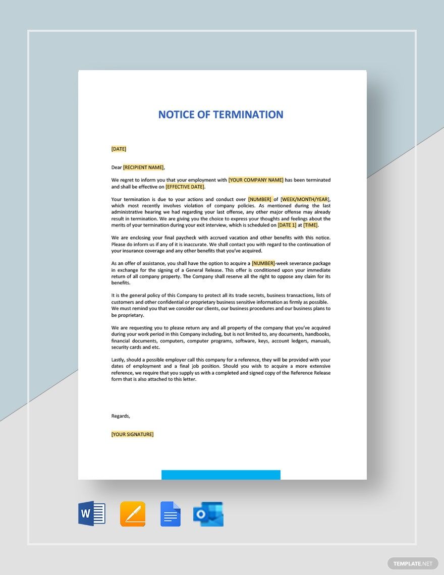 Notice of Intent to Terminate Template