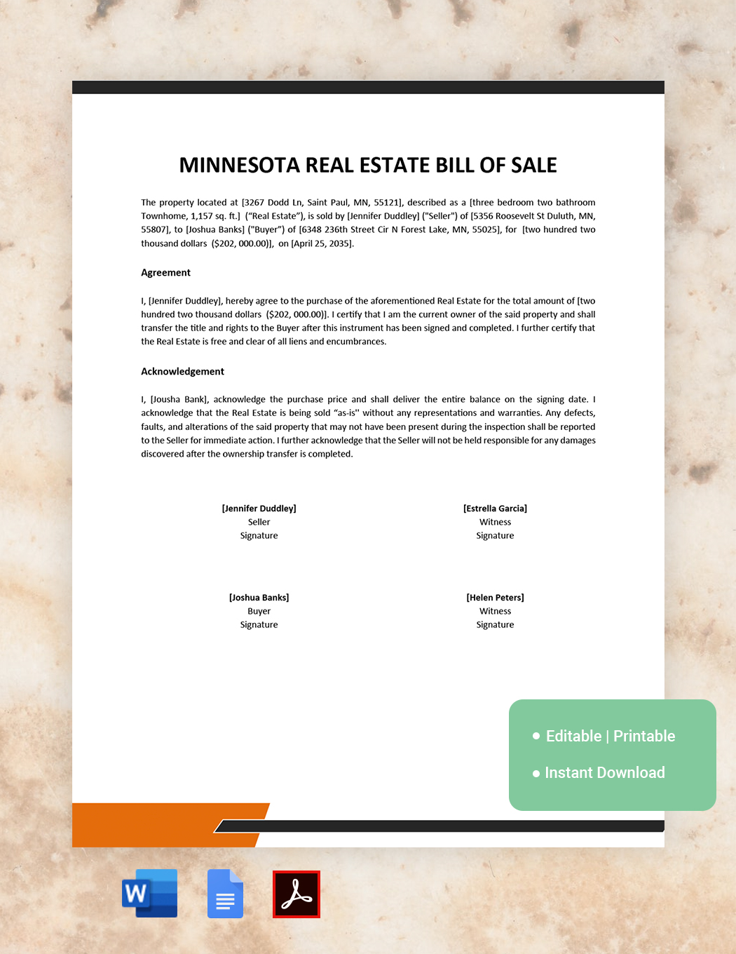 Minnesota Trailer Bill of Sale Template - Google Docs, Word, PDF ...