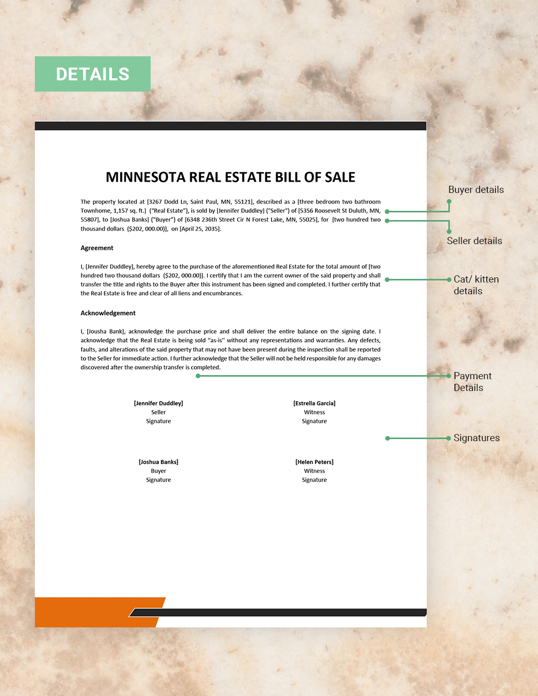 Minnesota Real Estate Bill of Sale Template