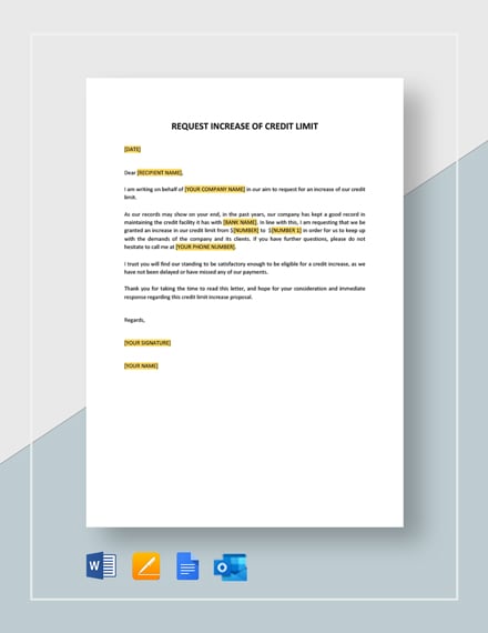 Free Request Increase Of Credit Limit Template Google Docs Word Apple Pages Template Net