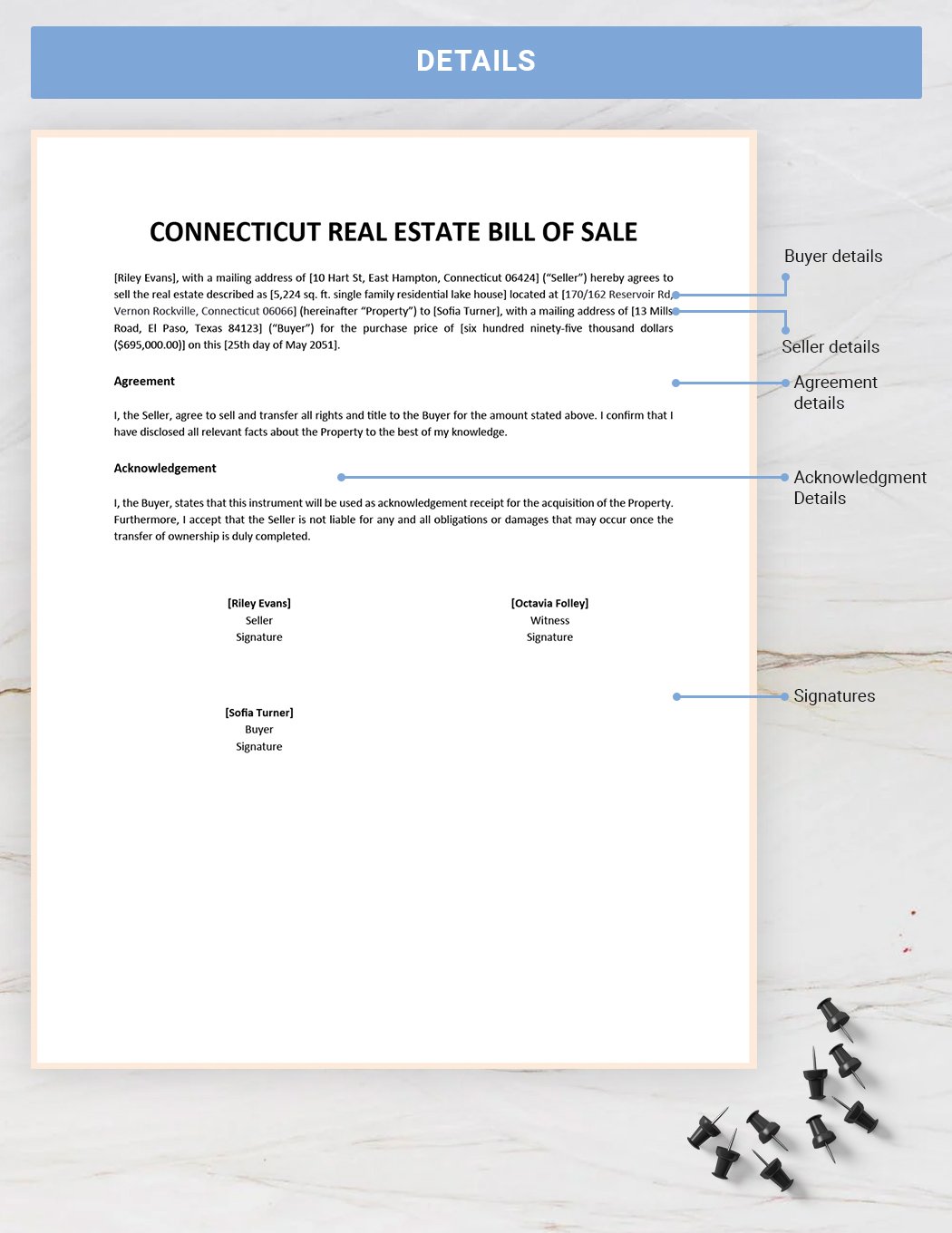Connecticut Real Estate Bill of Sale Template