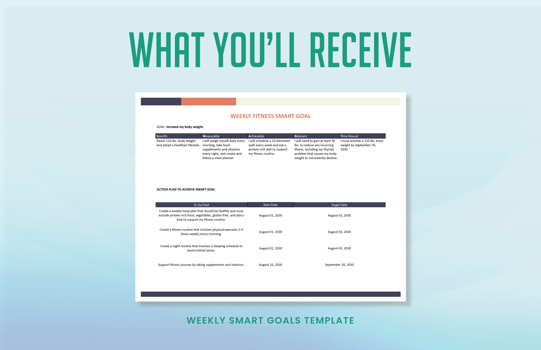 Weekly Smart Goals Template