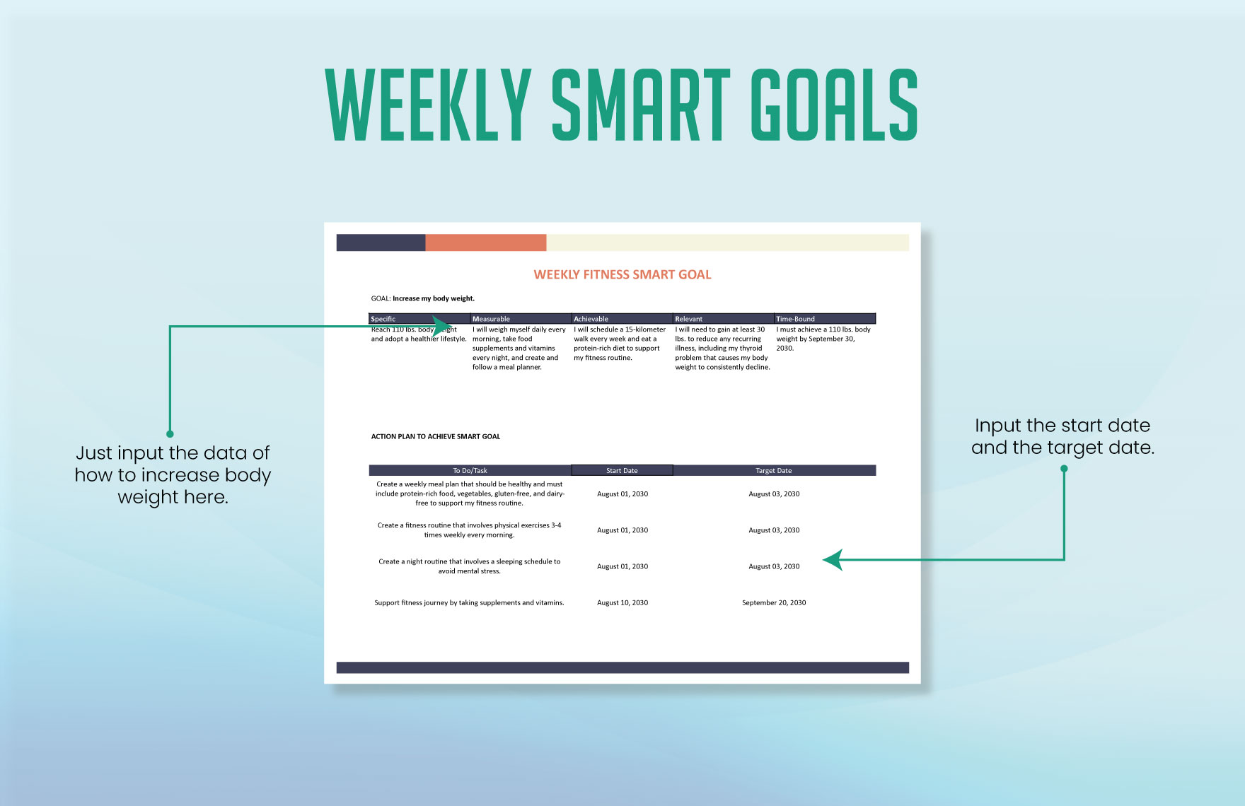 Weekly Smart Goals Template