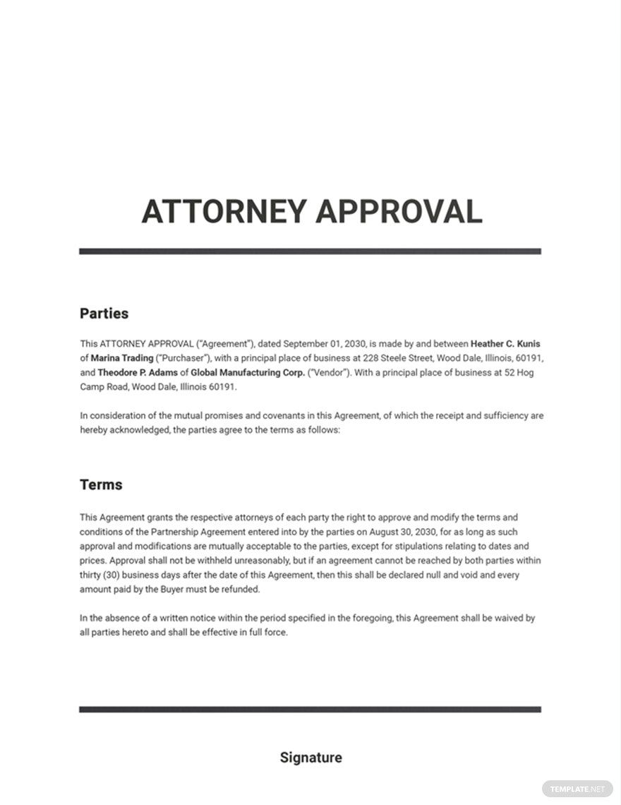 Attorney Approval Template Google Docs, Word, Apple Pages