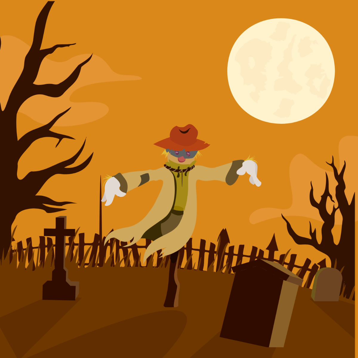 Halloween Scarecrow Vector Template
