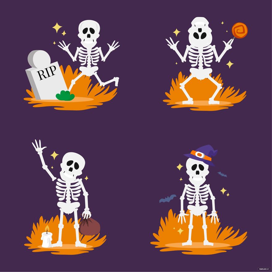 Free Halloween Skeleton Vector in Illustrator, EPS, SVG, JPG, PNG