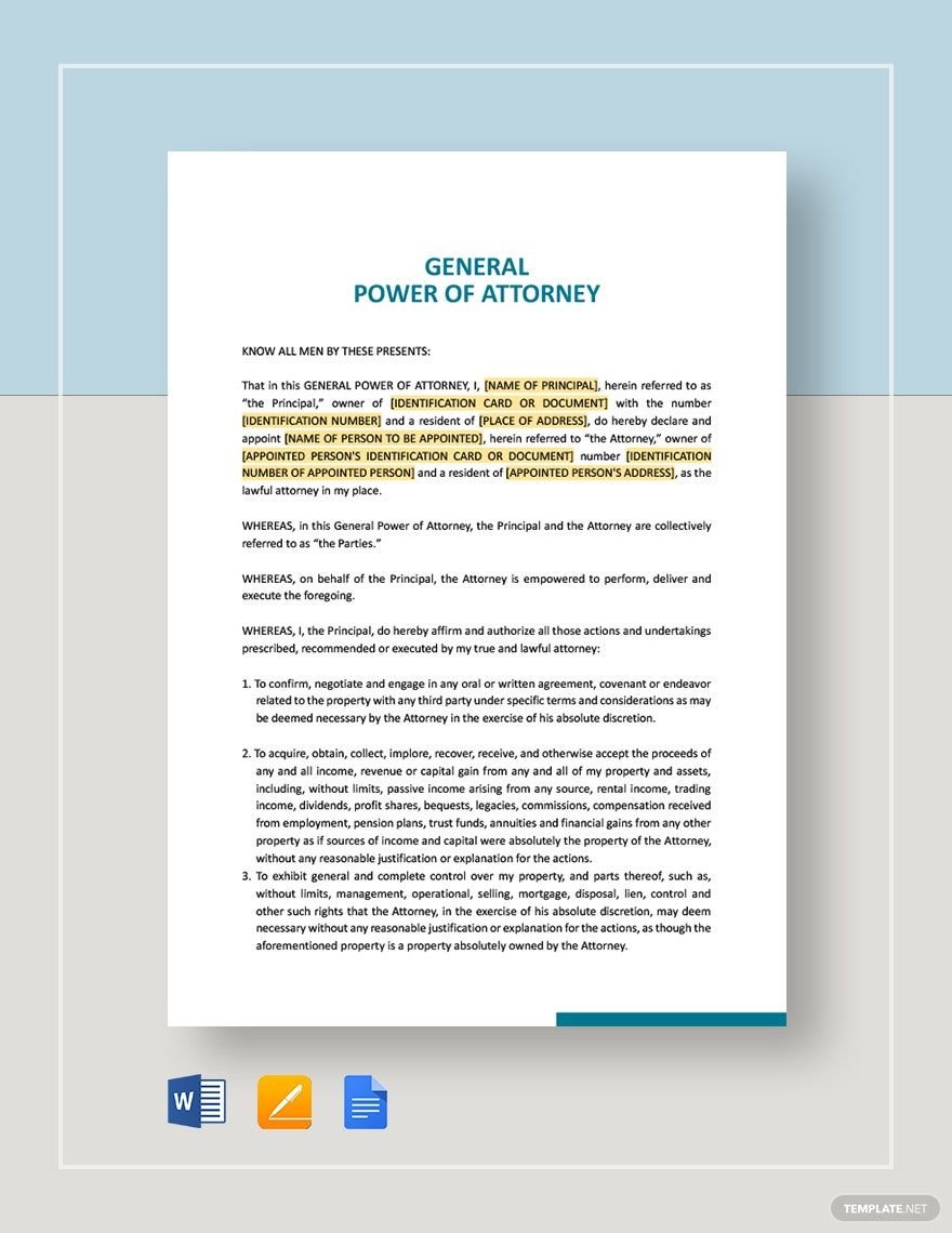 General Power of Attorney Template
