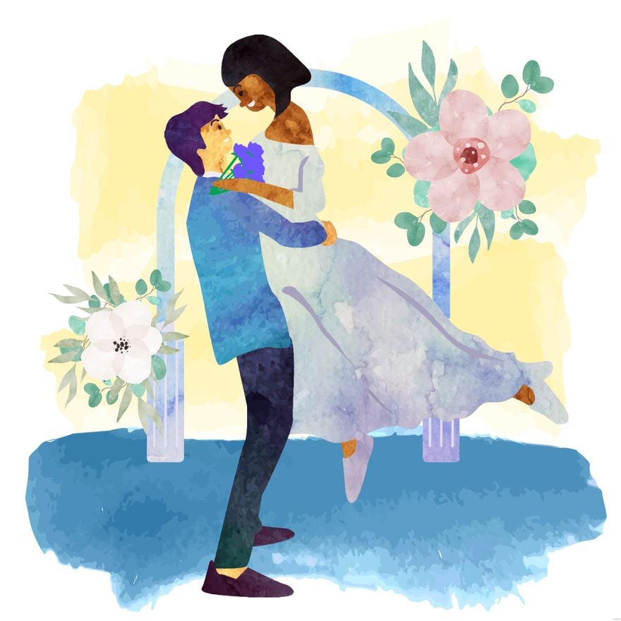 Free Wedding Watercolor Illustration