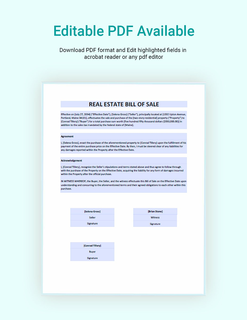 Real Estate Bill of Sale Template