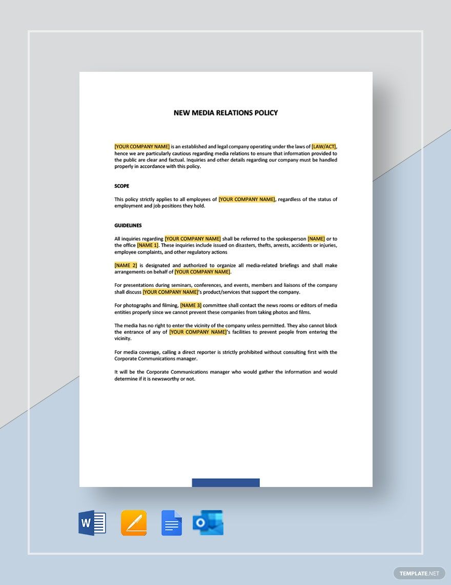 Media Relations Policy Template