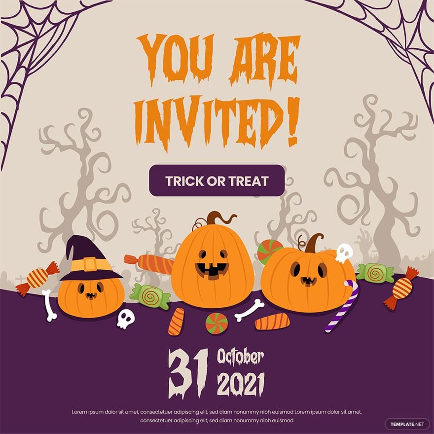 Halloween Party Invite Vector in Illustrator, EPS, SVG, JPG, PNG