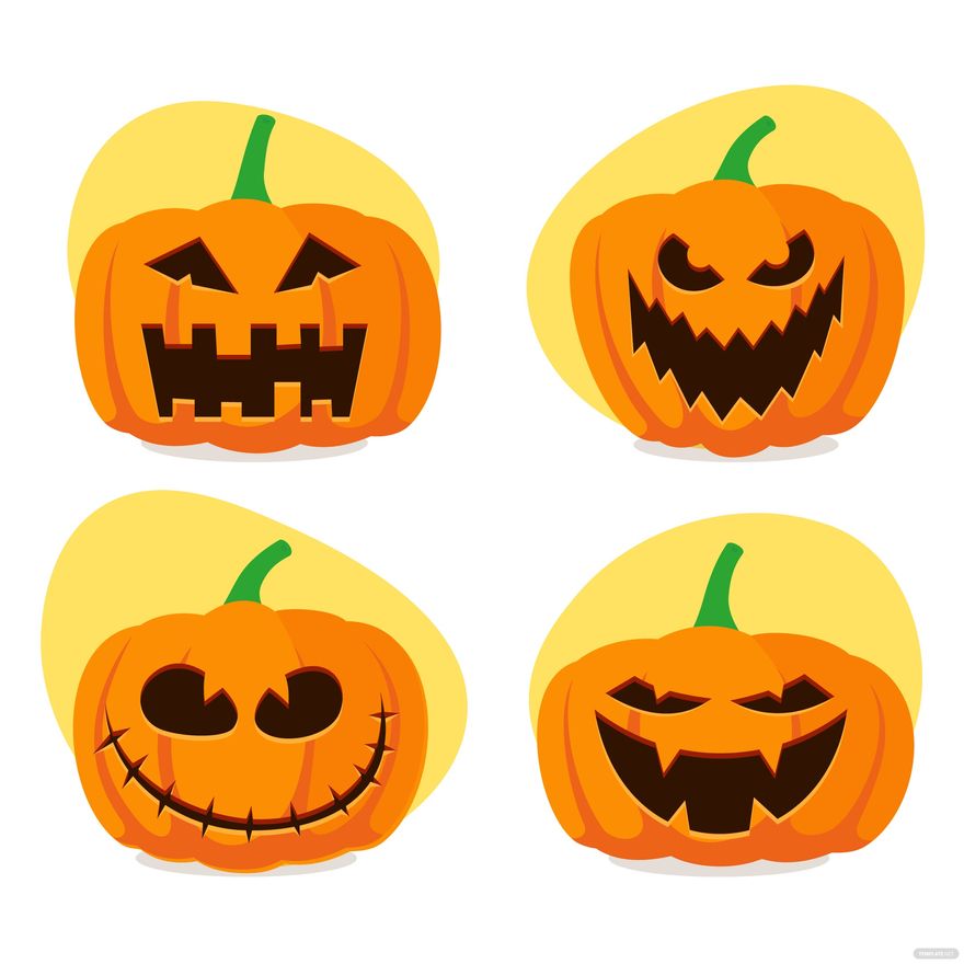 Halloween pumpkin faces generator. Vector cartoon pumpkin with