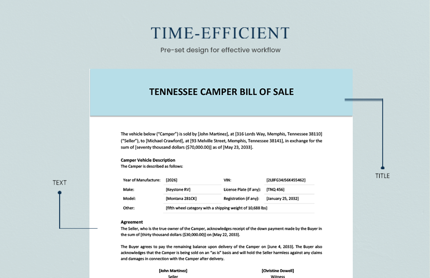 Tennessee Camper Bill Of Sale Template